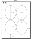 4 1/4 x 3 1/4  White High Gloss Oval Label Sheet<BR><B>USUALLY SHIPS SAME DAY</B>