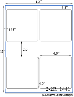 4 x 4 Square White Label Sheet<BR><B>USUALLY SHIPS SAME DAY</B>