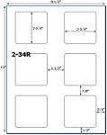 2 3/4 x 2 3/4 Square Bright Color Label Sheet<BR>**see individual colors for shipping details