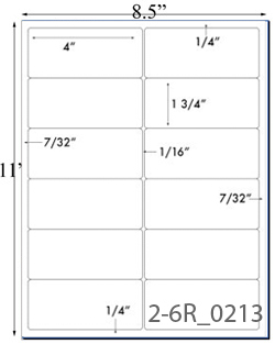 4 x 1 3/4 Rectangle Water-Resistant White Polyester Laser Label Sheet<BR><B>USUALLY SHIPS SAME DAY</B>