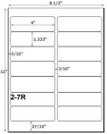 1 1/3 x 4 Rectangle Water-Resistant White Polyester Laser Label Sheet<BR><B>USUALLY SHIPS SAME DAY</B>