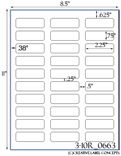 2 1/4 x 3/4 Rectangle White Label Sheet<BR><B>USUALLY SHIPS SAME DAY</B>