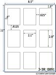 2.1 x 2.8 Rectangle Water-Resistant White Polyester Laser Label Sheet<BR><B>USUALLY SHIPS SAME DAY</B>
