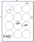 2 1/4 Diameter Round Water-Resistant White Vinyl Inkjet Label Sheet<BR><B>USUALLY SHIPS SAME DAY</B>