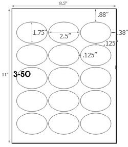 1 3/4 x 2 1/2 Buff Ivory Oval Label Sheet<BR><B>USUALLY SHIPS SAME DAY</B>