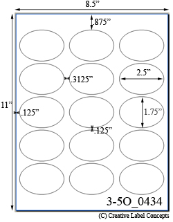 2 1/2 x 1 3/4 Oval Water-Resistant White Polyester Laser Label Sheet<BR><B>USUALLY SHIPS SAME DAY</B>