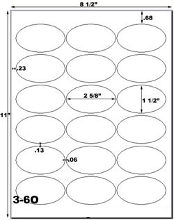 1 1/2 x 2 5/8  Oval Brown Kraft Label Sheet<BR><B>USUALLY SHIPS SAME DAY</B>