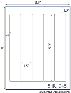 1 1/2 x 9 Rectangle Water-Resistant White Polyester Laser Label Sheet<BR><B>USUALLY SHIPS SAME DAY</B>