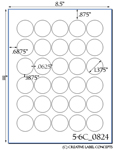 1.375 Diameter Round Water-Resistant White Polyester Laser Label Sheet<BR><B>USUALLY SHIPS SAME DAY</B>