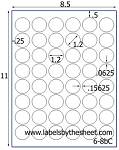 1 1/5 Diameter Round Water-Resistant White Vinyl Inkjet Label Sheet<BR><B>USUALLY SHIPS SAME DAY</B>