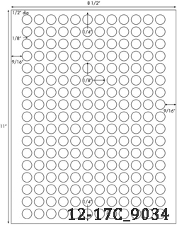 1/2 Diameter Round White Label Sheet  <BR><B>USUALLY SHIPS SAME DAY</B>