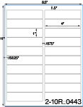 4 x 1 Rectangle w/ Vert Gutter<BR>White Satin Gloss Printed Label Sheet<BR><B>USUALLY SHIPS IN 2-3 BUSINESS DAYS</B>