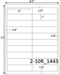 4 x 1 Rectangle <BR>White Satin Gloss Printed Label Sheet<BR><B>USUALLY SHIPS IN 2-3 BUSINESS DAYS</B>