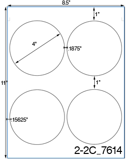 4 Diameter Round Circle<BR>Removable White Printed Label Sheet<BR><B>USUALLY SHIPS IN 2-3 BUSINESS DAYS</B>