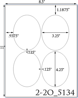 3 1/4 x 4 1/4 Oval<BR>Standard Uncoated White Printed Label Sheet<BR><B>USUALLY SHIPS IN 2-3 BUSINESS DAYS</B>
