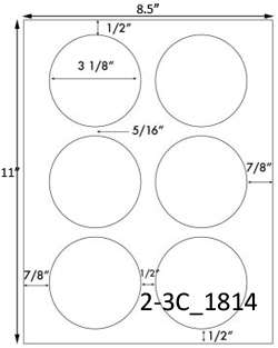 3 1/8 Diameter Round Circle<BR>Removable White Printed Label Sheet<BR><B>USUALLY SHIPS IN 2-3 BUSINESS DAYS</B>