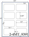 3 1/2 x 2 1/8 Rectangle<BR>White Satin Gloss Printed Label Sheets<BR><B>USUALLY SHIPS IN 2-3 BUSINESS DAYS</B>