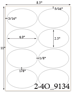 4 x 2 1/2 Oval<BR>Standard Uncoated White Printed Label Sheet<BR><B>USUALLY SHIPS IN 2-3 BUSINESS DAYS</B>