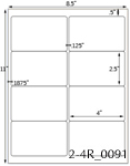 4 x 2 1/2 Rectangle <BR>White Satin Gloss Printed Label Sheet<BR><B>USUALLY SHIPS IN 2-3 BUSINESS DAYS</B>