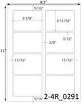 3 3/8 x 2 11/32 Rectangle <BR>White Satin Gloss Printed Label Sheet<BR><B>USUALLY SHIPS IN 2-3 BUSINESS DAYS</B>