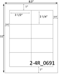 3 1/2 x 2 1/4 Rectangle <BR>White Satin Gloss Printed Label Sheet<BR><B>USUALLY SHIPS IN 2-3 BUSINESS DAYS</B>