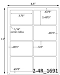 3 3/4 x 2 7/16 Rectangle<BR>White Satin Gloss Printed Label Sheet<BR><B>USUALLY SHIPS IN 2-3 BUSINESS DAYS</B>
