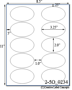 3 1/4 x 2 Oval<BR>White High Gloss Printed Label Sheet<BR><B>USUALLY SHIPS IN 2-3 BUSINESS DAYS</B>