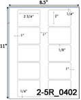 2 3/4 x 2 Rectangle <BR>White Satin Gloss Printed Label Sheet<BR><B>USUALLY SHIPS IN 2-3 BUSINESS DAYS</B>