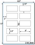 3 x 1 1/2 Rectangle w/ Gutters <BR>White Satin Gloss Printed Label Sheet<BR><B>USUALLY SHIPS IN 2-3 BUSINESS DAYS</B>
