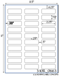 2 1/4 x 3/4 Rectangle w/ Vert & Horz Gutters <BR>White Satin Gloss Printed Label Sheet<BR><B>USUALLY SHIPS IN 2-3 BUSINESS DAYS</B>