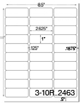 2 5/8 x 1 Rectangle <BR>White Satin Gloss Printed Label Sheet<BR><B>USUALLY SHIPS IN 2-3 BUSINESS DAYS</B>