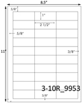 2 1/2 x 1 Rectangle<BR>White Satin Gloss Printed Label Sheet<BR><B>USUALLY SHIPS IN 2-3 BUSINESS DAYS</B>