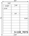 2 5/8 x 7/8 Rectangle <BR>White Satin Gloss Printed Label Sheet<BR><B>USUALLY SHIPS IN 2-3 BUSINESS DAYS</B>