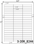 2 1/2 x 1/2 Rectangle<BR>White Satin Gloss Printed Label Sheet<BR><B>USUALLY SHIPS IN 2-3 BUSINESS DAYS</B>