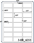 2 1/2 x 1 1/4 Rectangle<BR>White Satin Gloss Printed Label Sheet<BR><B>USUALLY SHIPS IN 2-3 BUSINESS DAYS</B>