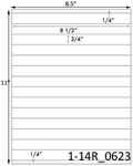 8 1/2 x 3/4 Rectangle White Label Sheet<BR><B>USUALLY SHIPS SAME DAY</B>