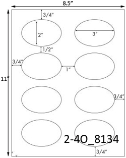 3 x 2 Oval White Label Sheet<BR><B>USUALLY SHIPS SAME DAY</B>