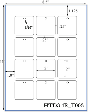 2 x 2 Square Micro-nikked Hang Tag Sheet<BR>w/ pre-drilled 3/16 hole<BR><B>USUALLY SHIPS SAME DAY</B>