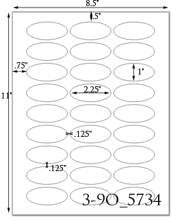 2 1/4 x 1 Oval Water-Resistant White Polyester Laser Label Sheet<BR><B>USUALLY SHIPS SAME DAY</B>
