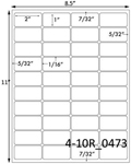 2 x 1 Rectangle w/ Vert and Horiz Gutters White Label Sheet<BR><B>USUALLY SHIPS SAME DAY</B>