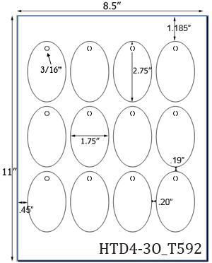 1.75 x 2.75 Oval Micro-nikked Hang Tag Sheet<BR>w/ pre-drilled 3/16 hole<BR><B>USUALLY SHIPS SAME DAY</B>